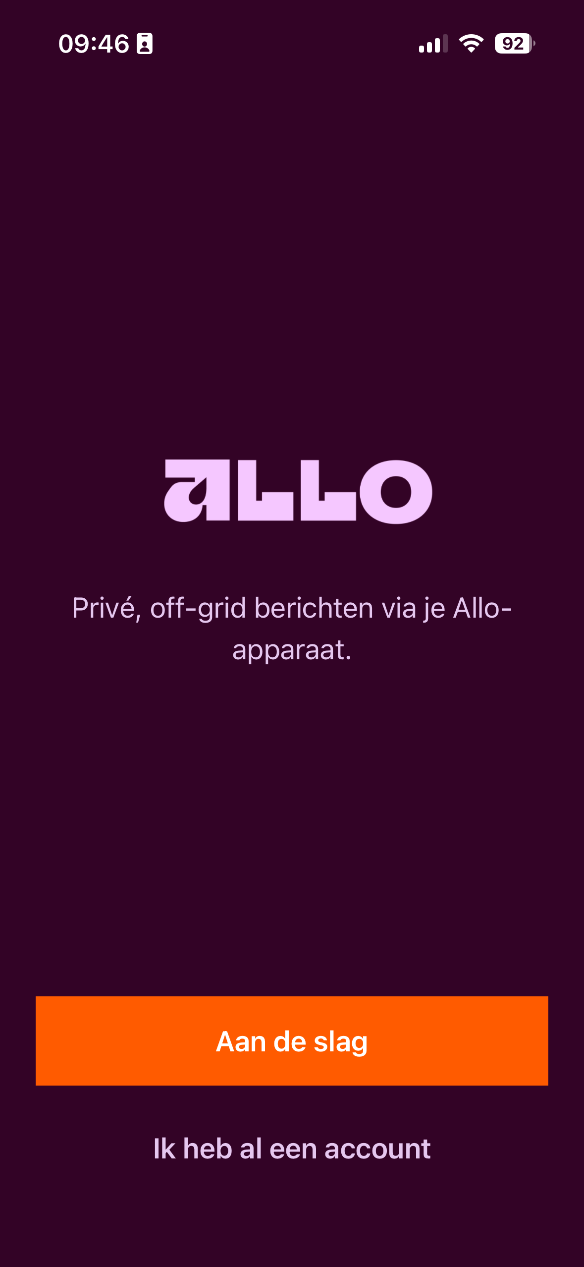 Allo creëer account - stap 1