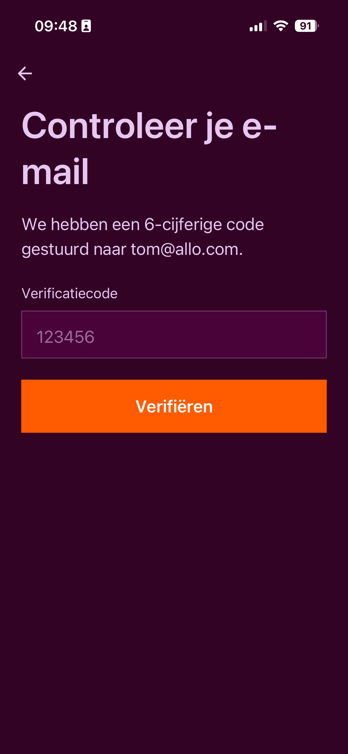Allo creëer account - stap 4