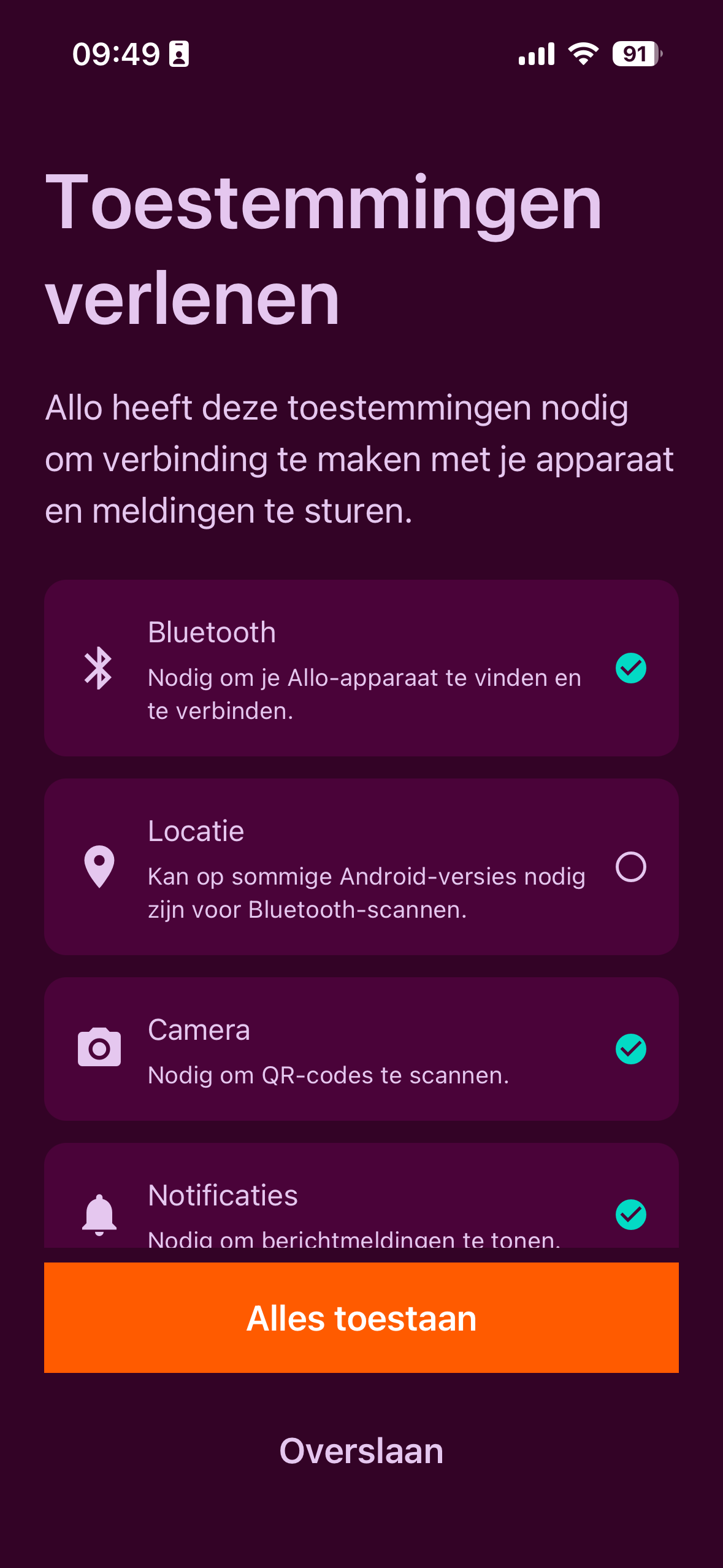Allo creëer account - stap 6